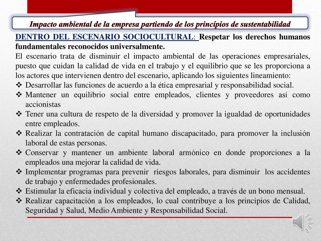 Impacto ambiental de la empresa partiendo de los princípios de sustentabilidad