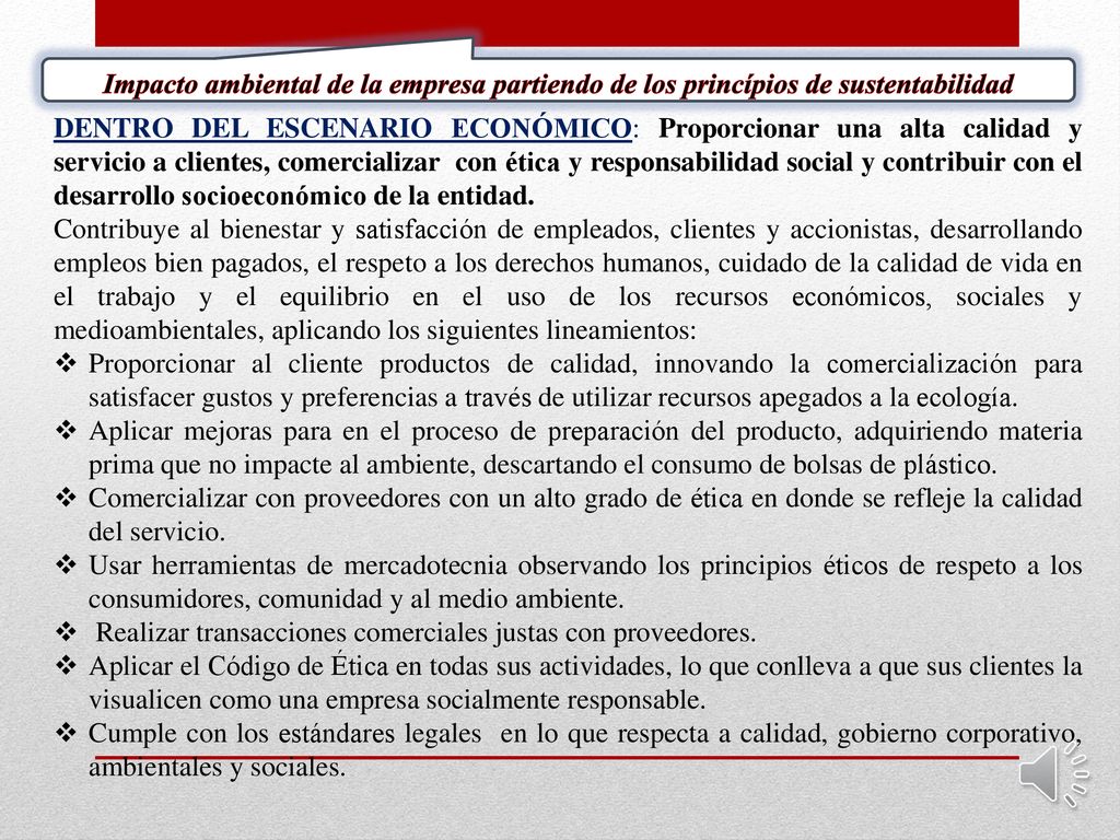 Impacto ambiental de la empresa partiendo de los princípios de sustentabilidad