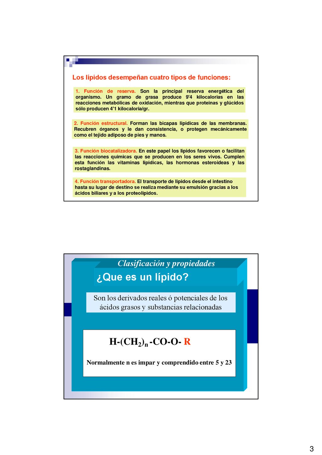 ¿Que es un lípido H-(CH2)n -CO-O- R Clasificación y propiedades