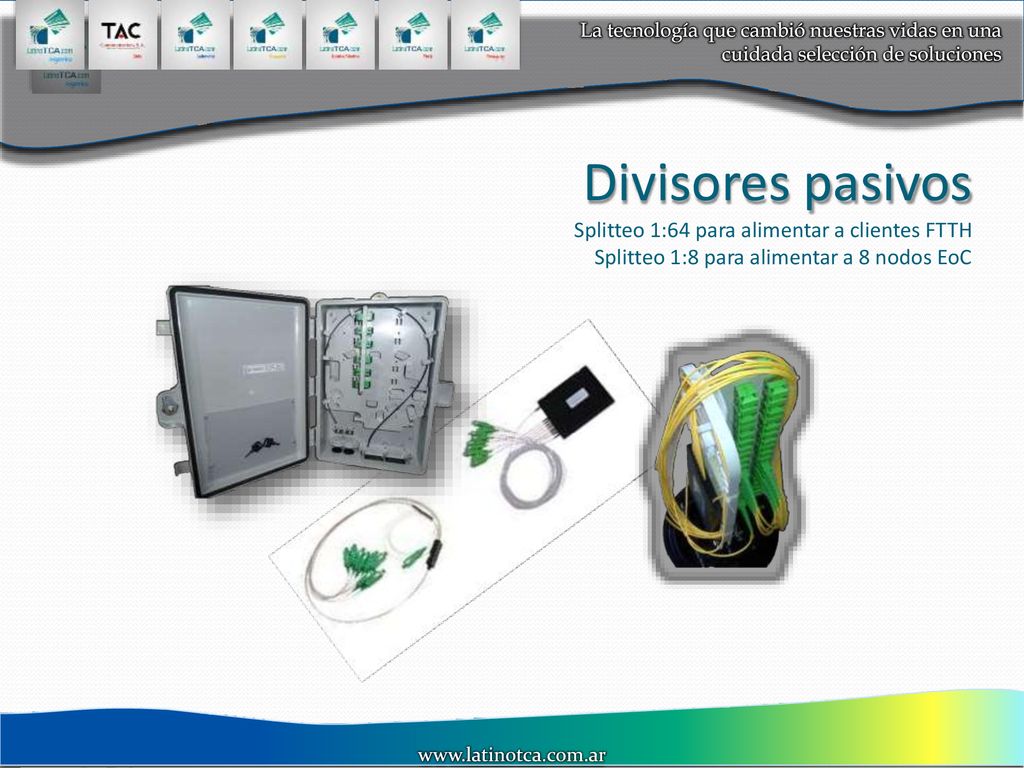Divisores pasivos Splitteo 1:64 para alimentar a clientes FTTH