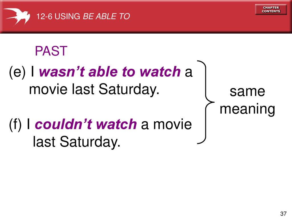 (e) I wasn’t able to watch a movie last Saturday.