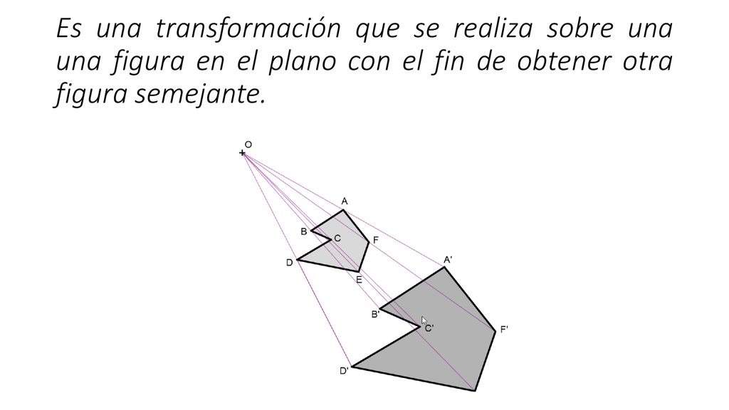 Es una transformación que se realiza sobre una una figura en el plano con el fin de obtener otra figura semejante.