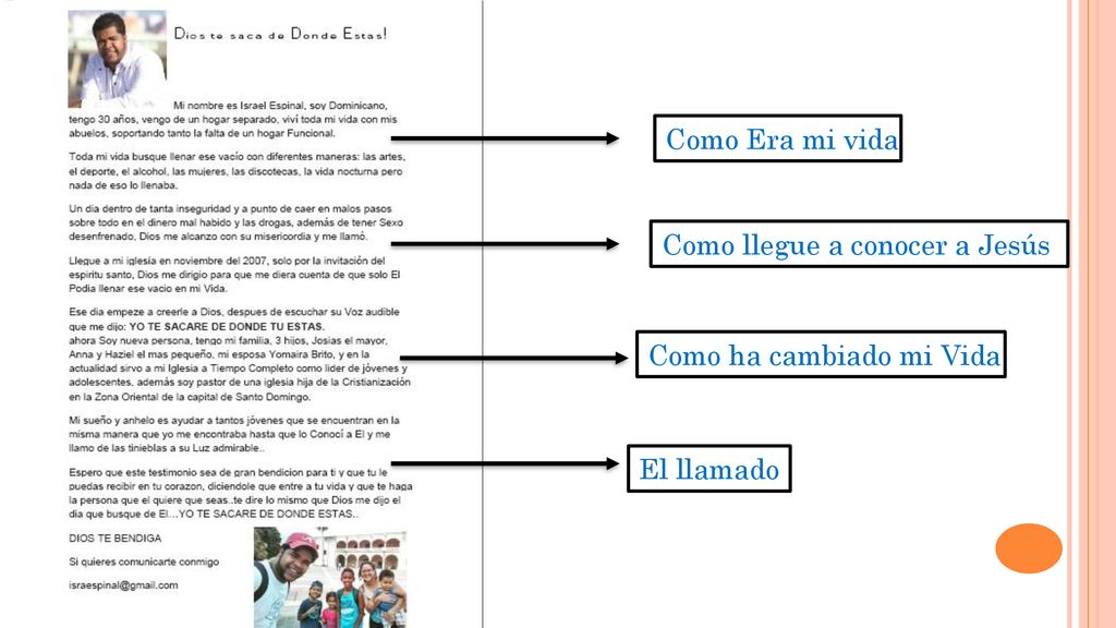 Como Era mi vida Como llegue a conocer a Jesús Como ha cambiado mi Vida El llamado