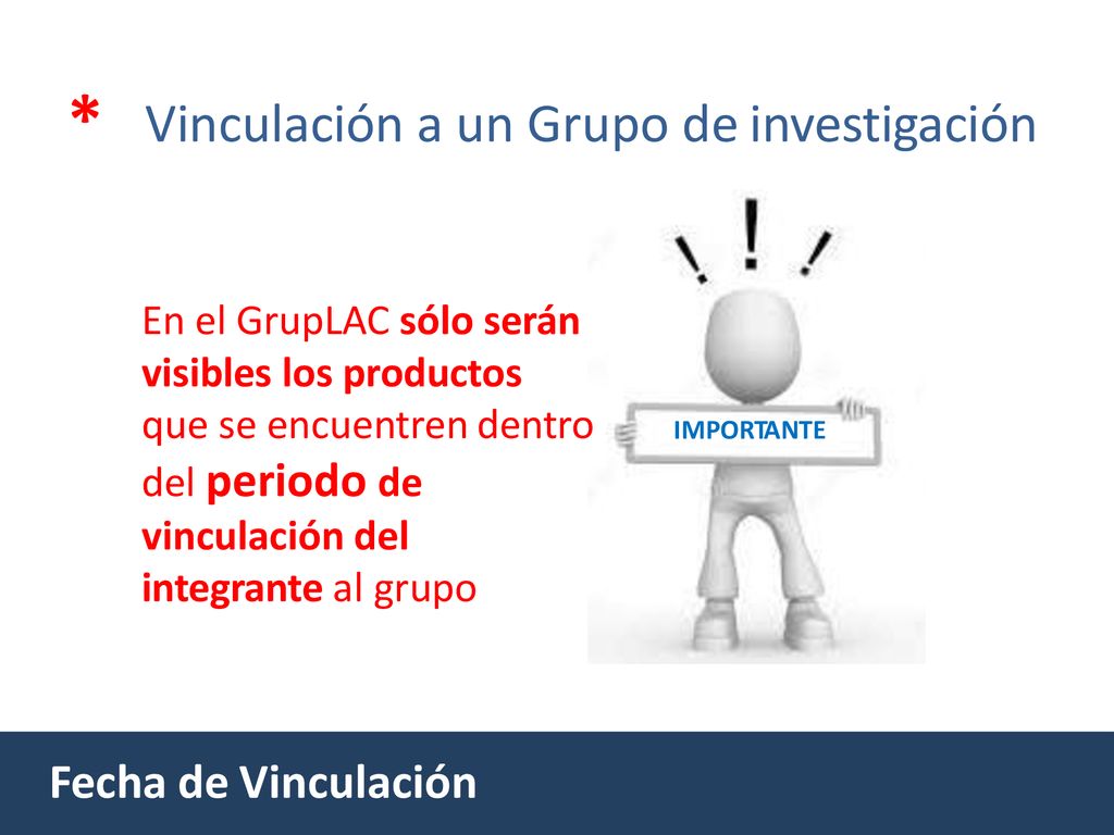 * Vinculación a un Grupo de investigación Fecha de Vinculación