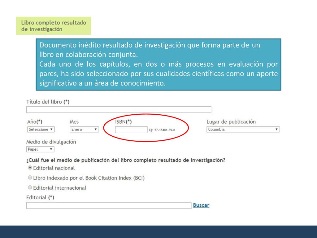 Documento inédito resultado de investigación que forma parte de un