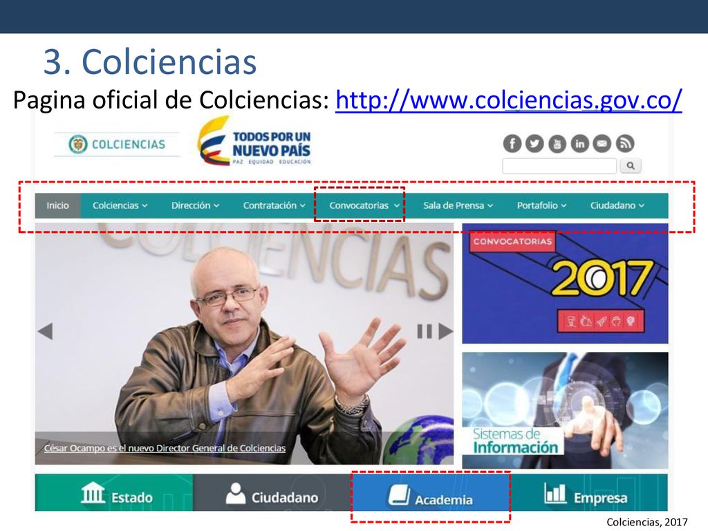 3. Colciencias Pagina oficial de Colciencias:   Colciencias, 2017
