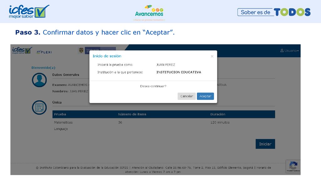 Paso 3. Confirmar datos y hacer clic en Aceptar .