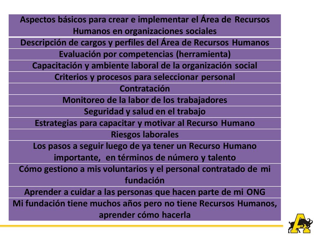 Aspectos básicos para crear e implementar el Área de Recursos
