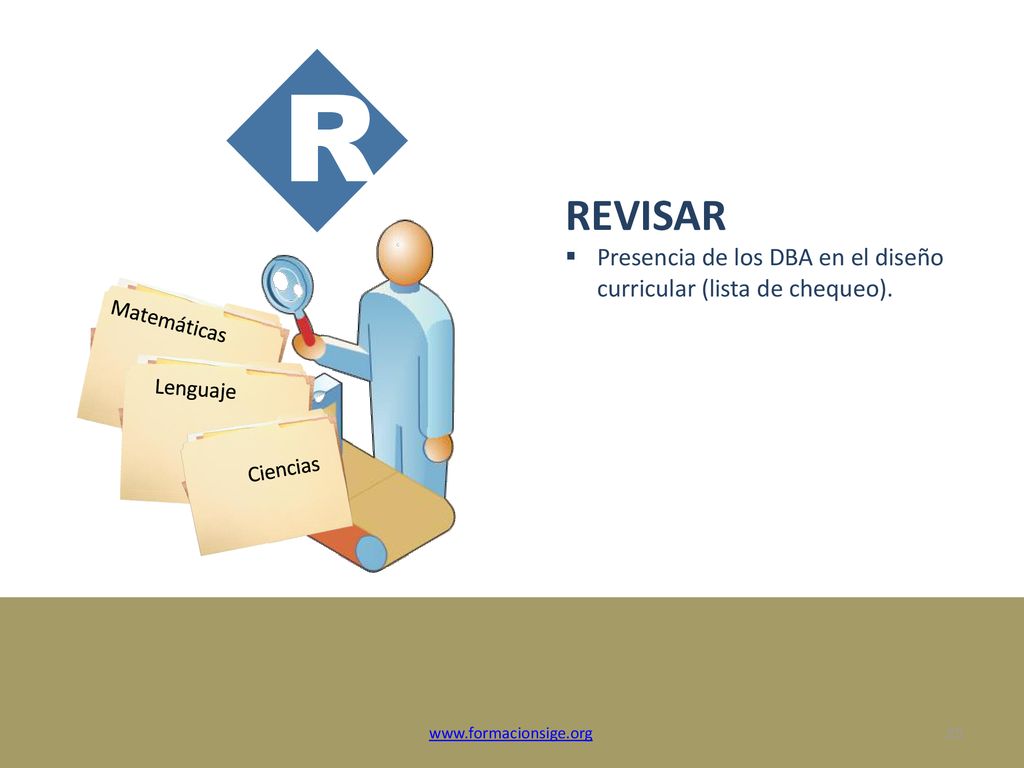 R REVISAR. Presencia de los DBA en el diseño curricular (lista de chequeo). Matemáticas. Lenguaje.