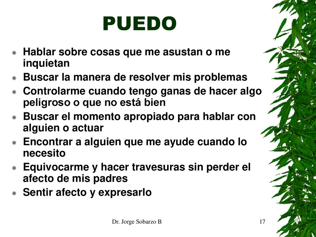 PUEDO Hablar sobre cosas que me asustan o me inquietan