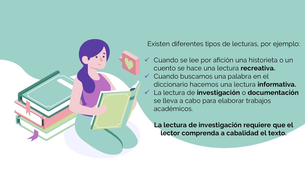 Existen diferentes tipos de lecturas, por ejemplo: