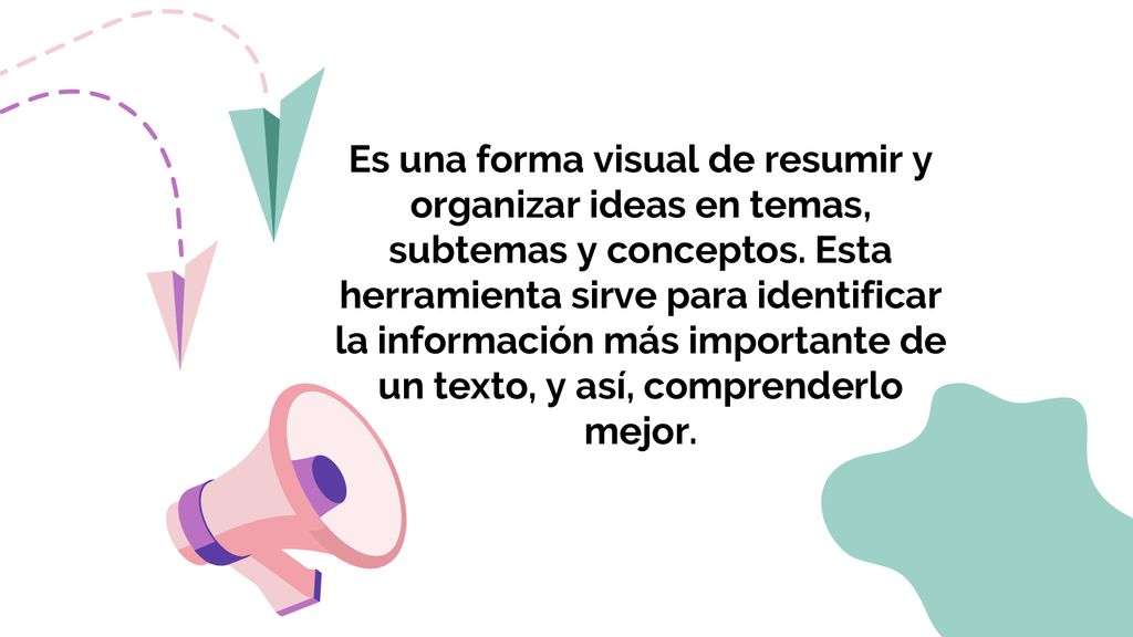 Es una forma visual de resumir y organizar ideas en temas, subtemas y conceptos.