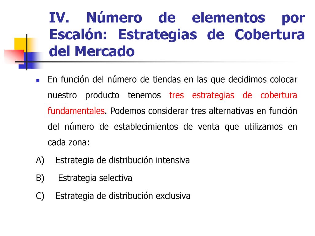 IV. Número de elementos por Escalón: Estrategias de Cobertura del Mercado