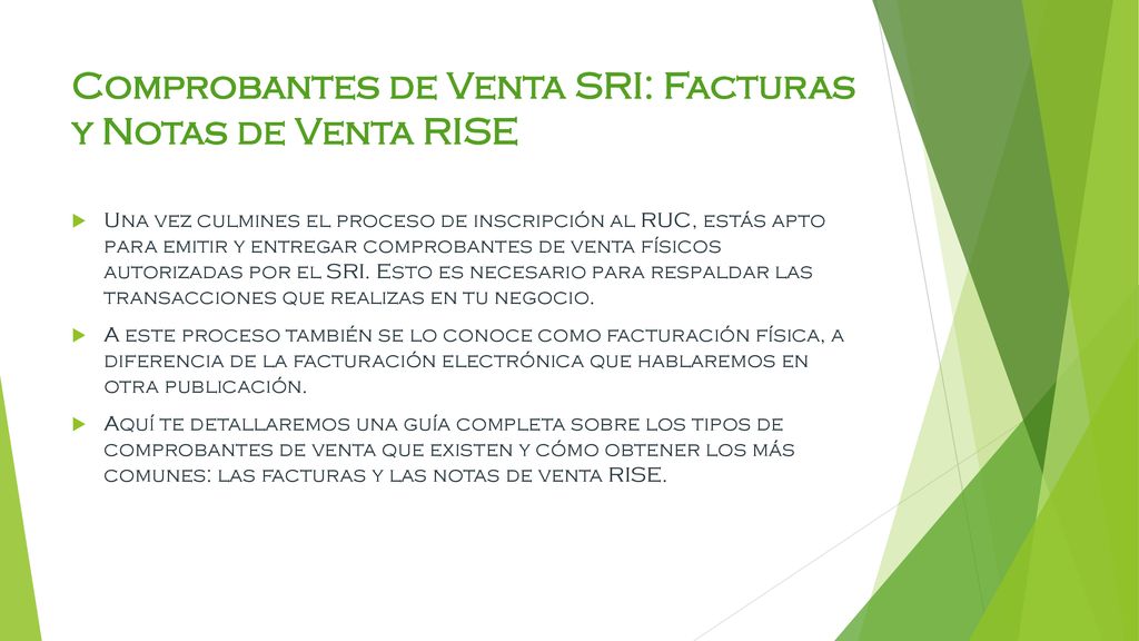 Comprobantes de Venta SRI: Facturas y Notas de Venta RISE