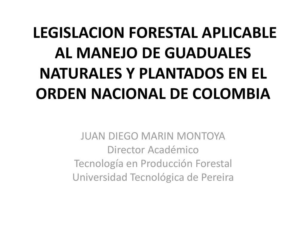 LEGISLACION FORESTAL APLICABLE AL MANEJO DE GUADUALES NATURALES Y PLANTADOS EN EL ORDEN NACIONAL DE COLOMBIA