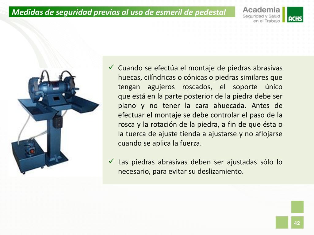Medidas de seguridad previas al uso de esmeril de pedestal