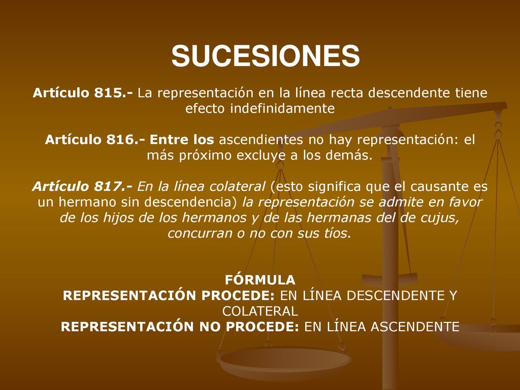 SUCESIONES Artículo La representación en la línea recta descendente tiene efecto indefinidamente.