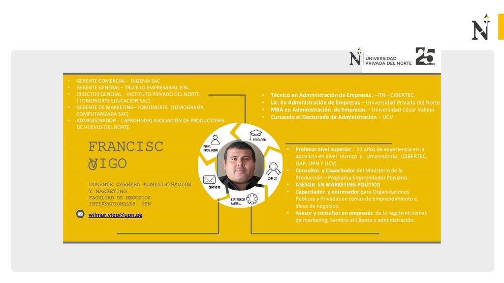 FRANCISCO VIGO Técnico en Administración de Empresas. –ITN - CIBERTEC