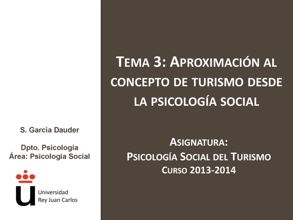 Tema 3: Aproximación al concepto de turismo desde la psicología social