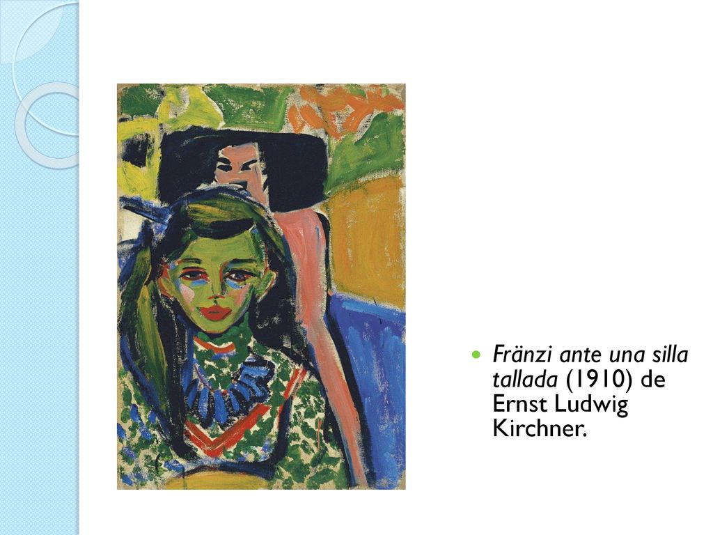 Fränzi ante una silla tallada (1910) de Ernst Ludwig Kirchner.