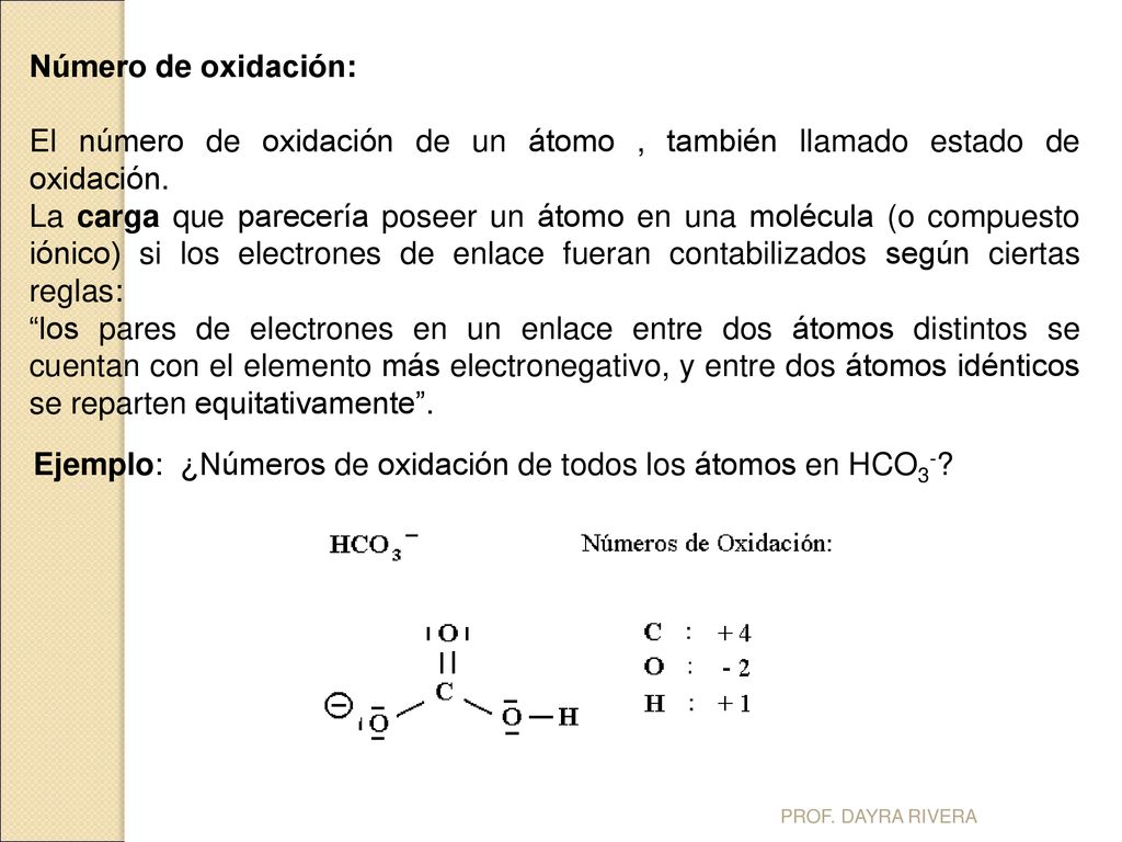 Ejemplo: ¿Números de oxidación de todos los átomos en HCO3-