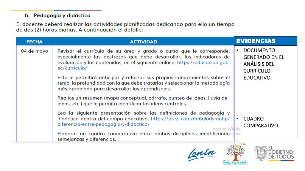 EVIDENCIAS DOCUMENTO GENERADO EN EL ANÁLISIS DEL CURRÍCULO EDUCATIVO. CUADRO COMPARATIVO