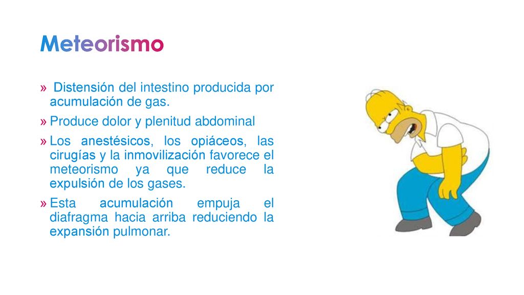 Meteorismo Distensión del intestino producida por acumulación de gas.