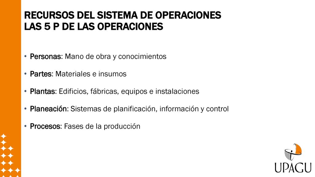 RECURSOS DEL SISTEMA DE OPERACIONES LAS 5 P DE LAS OPERACIONES
