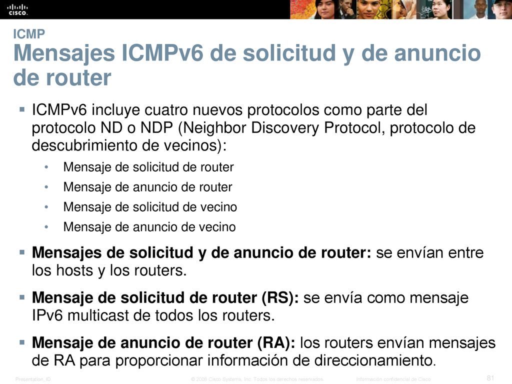 ICMP Mensajes ICMPv6 de solicitud y de anuncio de router