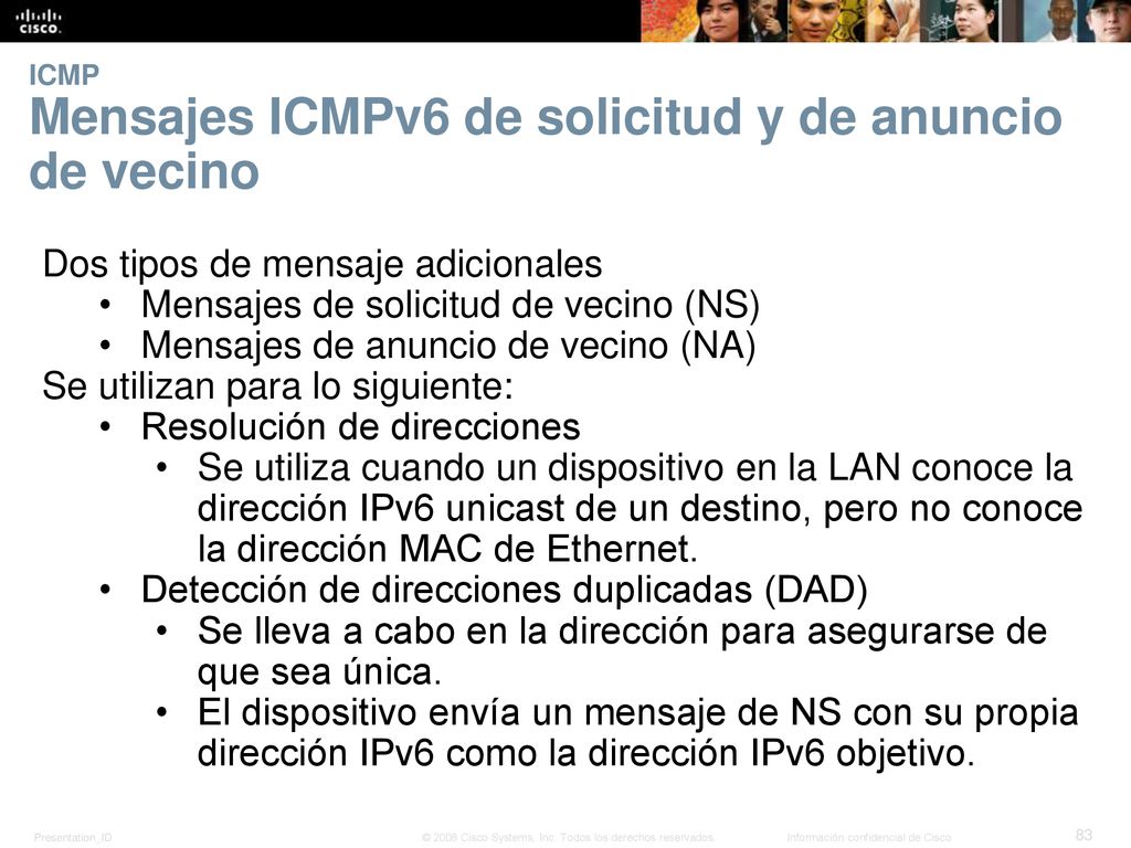 ICMP Mensajes ICMPv6 de solicitud y de anuncio de vecino