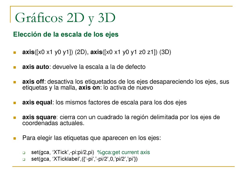 Gráficos 2D y 3D Elección de la escala de los ejes