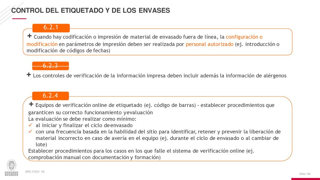CONTROL DEL ETIQUETADO Y DE LOS ENVASES