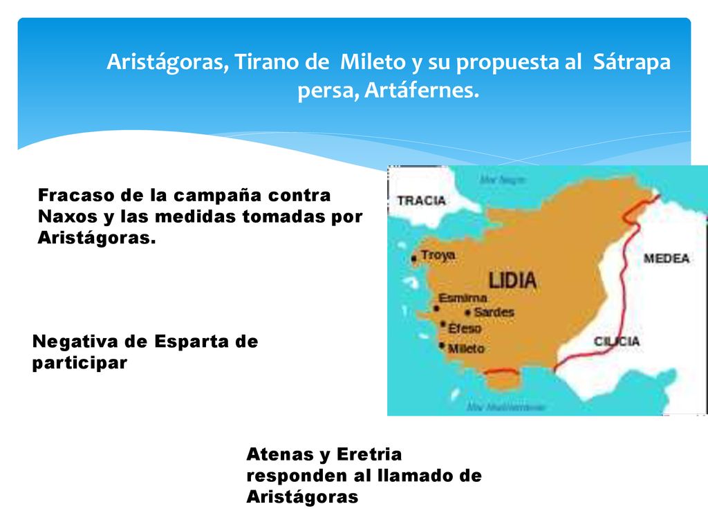 Aristágoras, Tirano de Mileto y su propuesta al Sátrapa persa, Artáfernes.