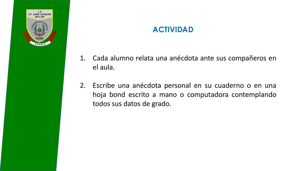 Cada alumno relata una anécdota ante sus compañeros en el aula.