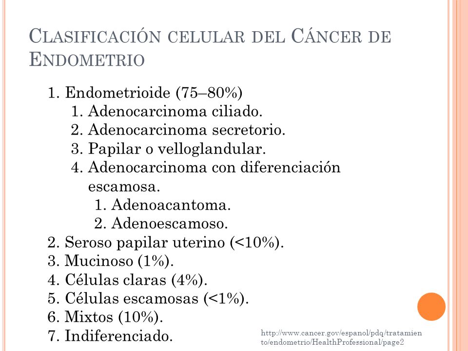 cancer endometrial tipos