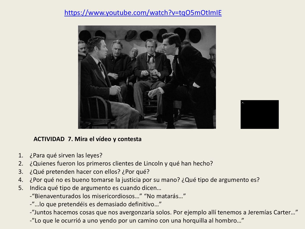v=tqO5mOtImIE ACTIVIDAD 7. Mira el vídeo y contesta. ¿Para qué sirven las leyes