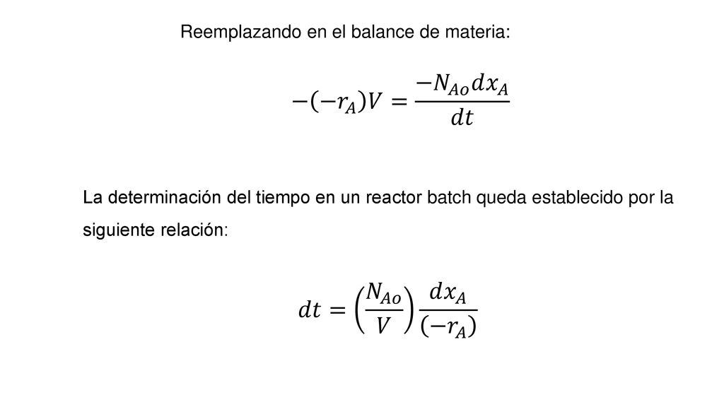 − − 𝑟 𝐴 𝑉= − 𝑁 𝐴𝑜 𝑑 𝑥 𝐴 𝑑𝑡 𝑑𝑡= 𝑁 𝐴𝑜 𝑉 𝑑 𝑥 𝐴 − 𝑟 𝐴