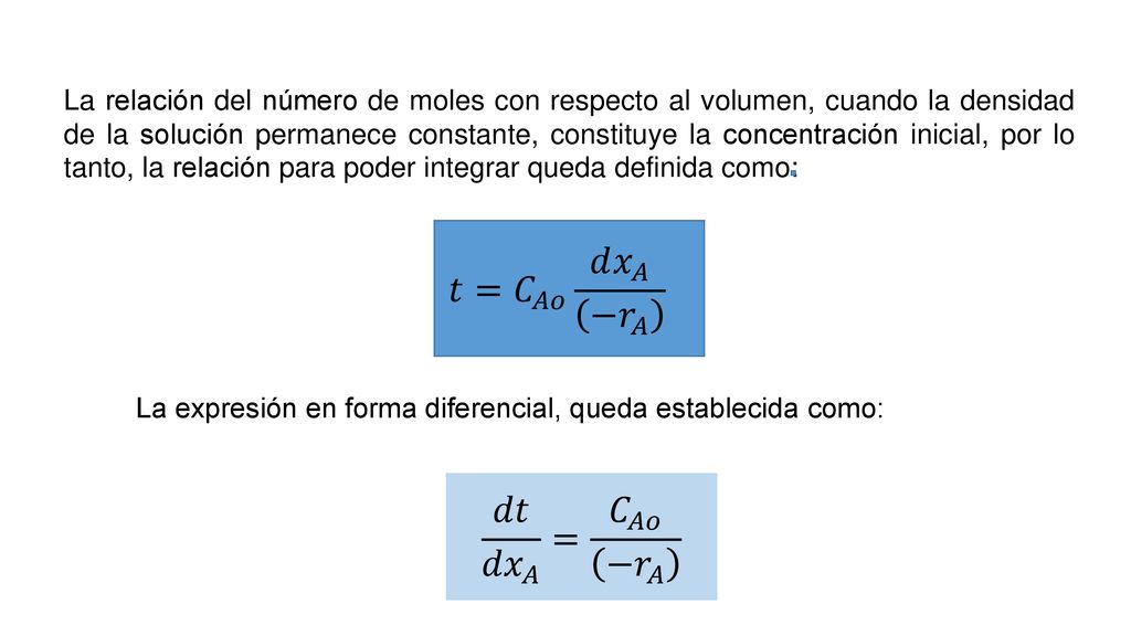 𝑡= 𝐶 𝐴𝑜 𝑑 𝑥 𝐴 − 𝑟 𝐴 𝑑𝑡 𝑑𝑥 𝐴 = 𝐶 𝐴𝑜 − 𝑟 𝐴