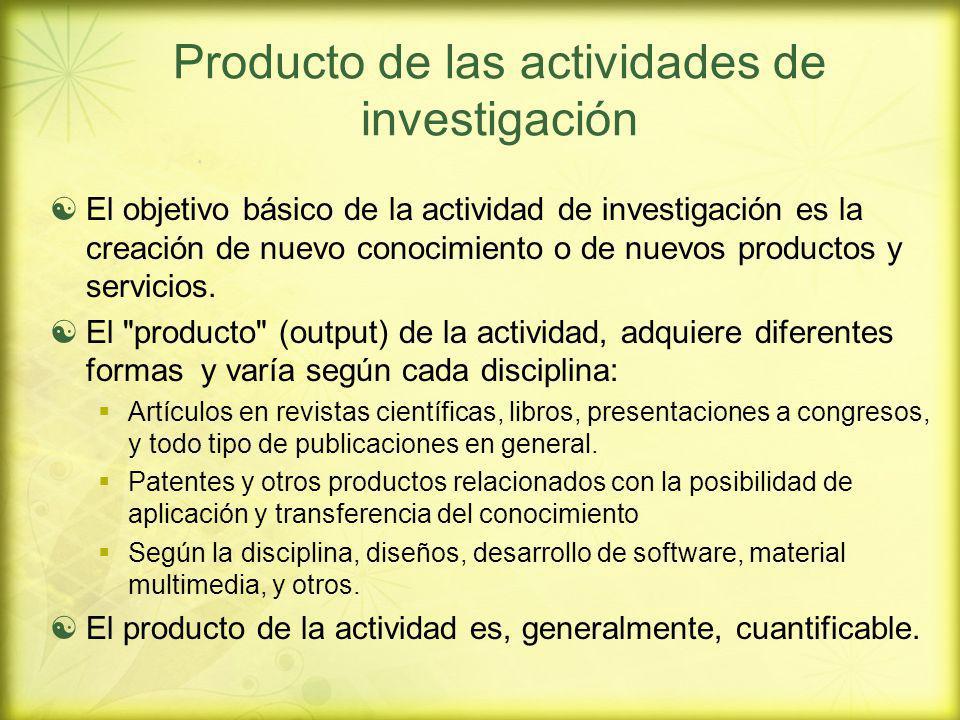 Producto de las actividades de investigación