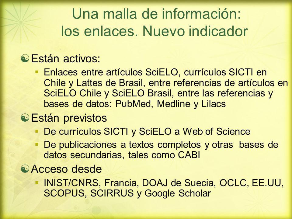 Una malla de información: los enlaces. Nuevo indicador