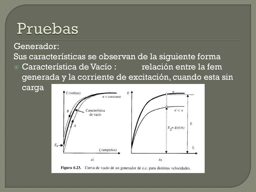 Pruebas Generador: Sus características se observan de la siguiente forma.