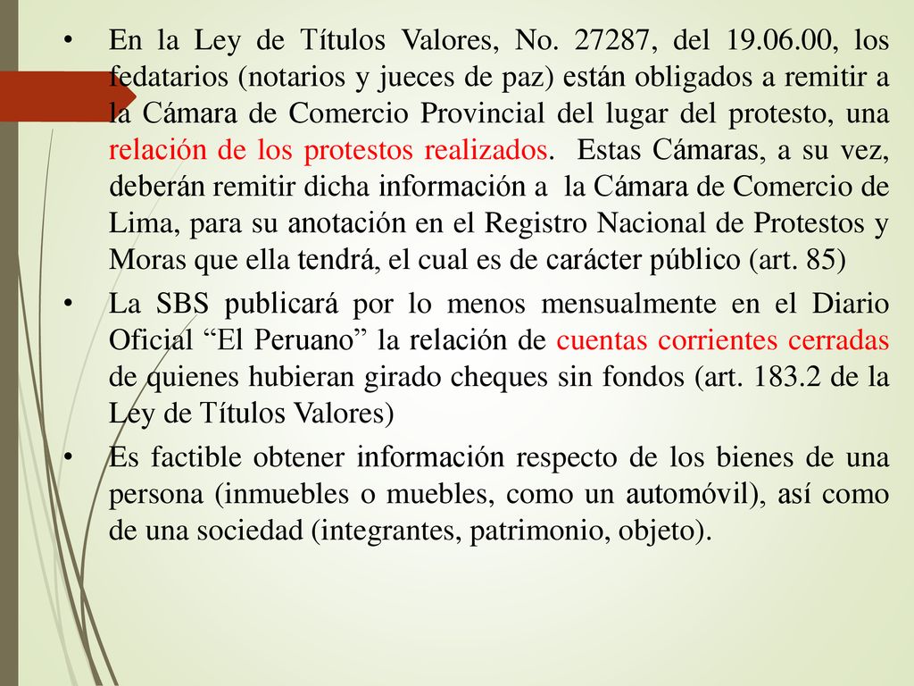 En la Ley de Títulos Valores, No , del