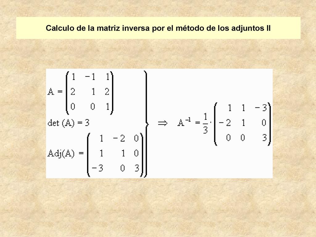 Calculo de la matriz inversa por el método de los adjuntos II