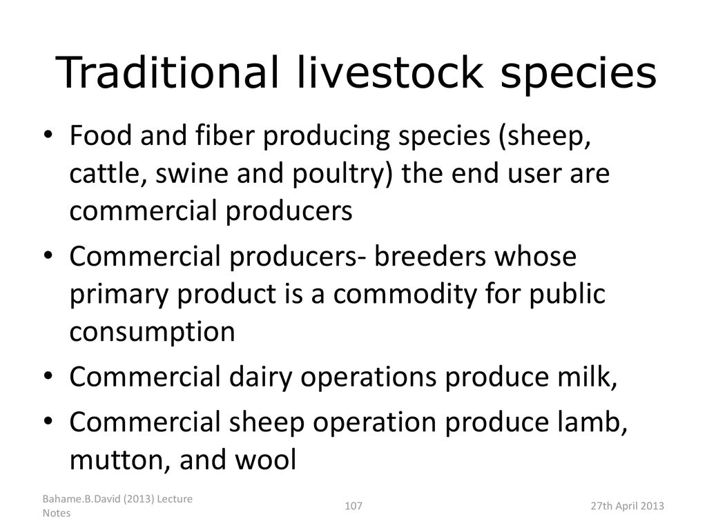 Traditional livestock species