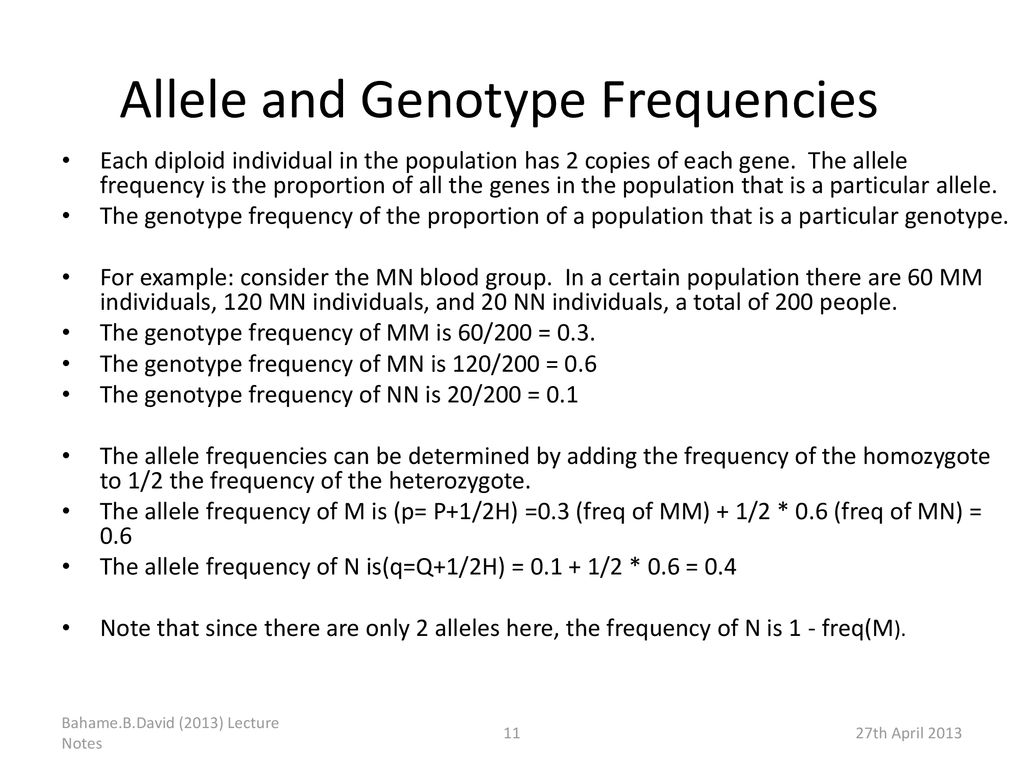 Allele and Genotype Frequencies