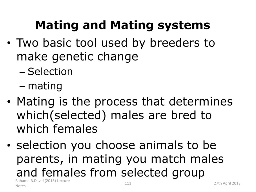 Mating and Mating systems