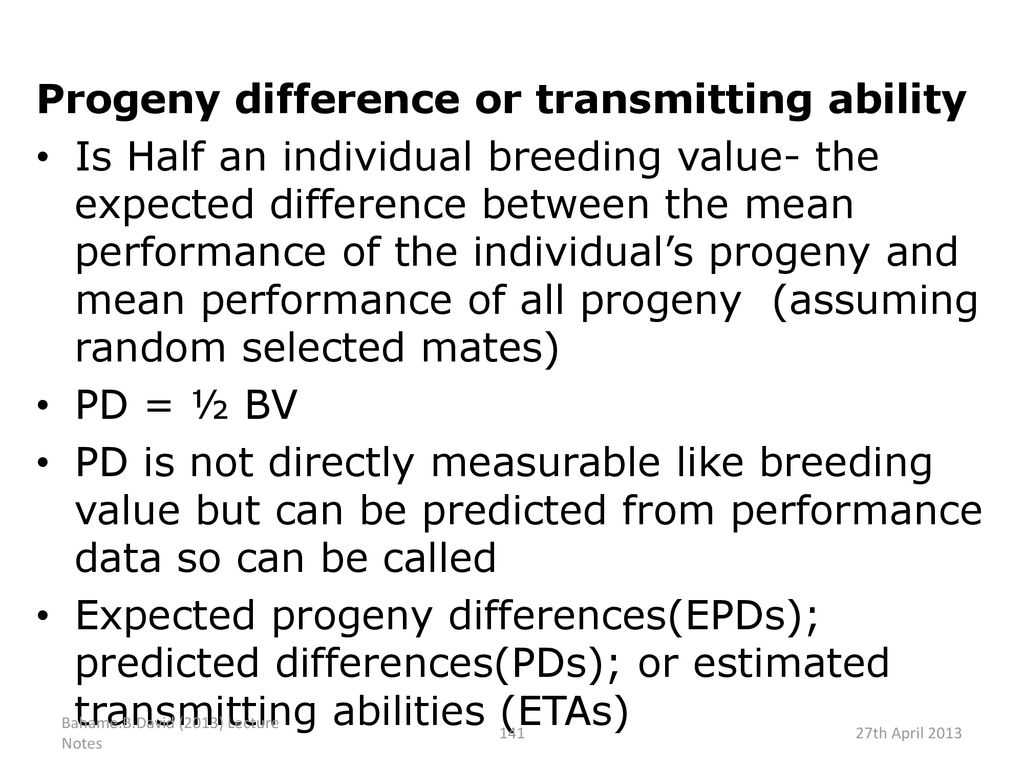 Progeny difference or transmitting ability