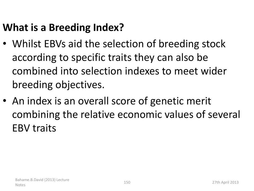 What is a Breeding Index