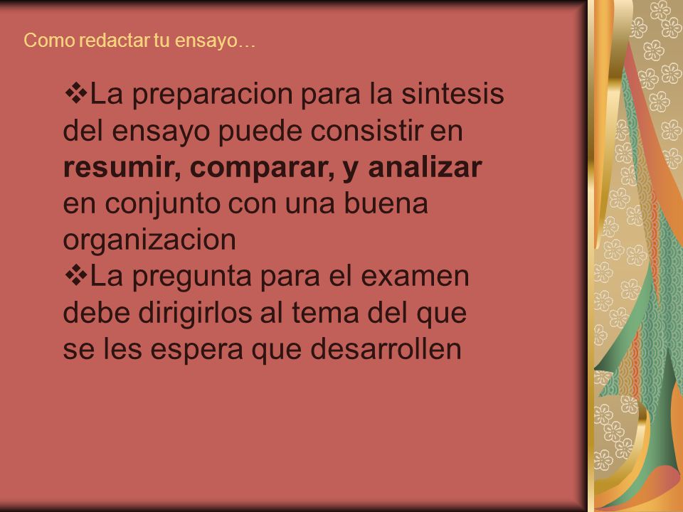 Como redactar tu ensayo…