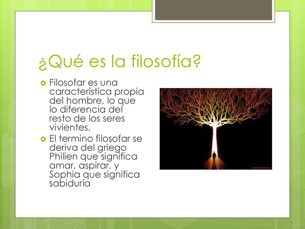 ¿Qué es la filosofía Filosofar es una característica propia del hombre, lo que lo diferencia del resto de los seres vivientes.